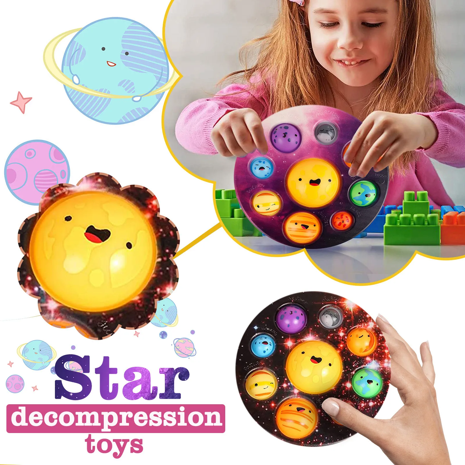 

2021 Simpl Dimmer Fidget Toys Stress Relief Sensory Dimple Digits Educational Solar System Coloful Funny