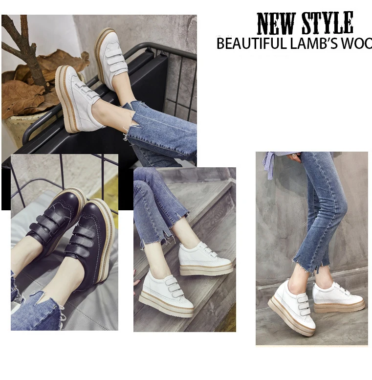 SWYIVY Chaussures/повседневная кожаная обувь; женские кроссовки; Femme; коллекция года; зимние белые кроссовки на платформе для женщин; женская обувь на застежке-липучке