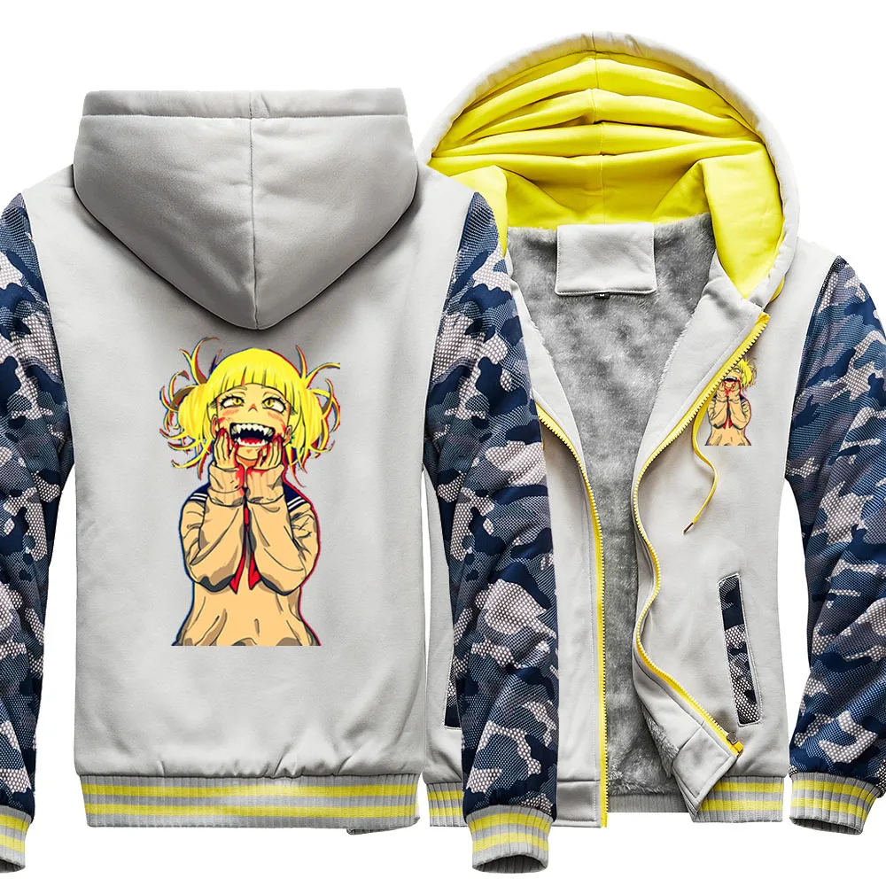 

My Hero Academia Japanese Anime Waifu Casual Raglan Thick Hoodies Winter Warm Printed Sweatshirts Coat Men Fitted Street Jackets