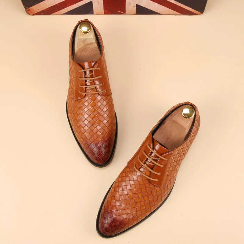 Туфли оксфорды мужские на шнуровке роскошные тканые туфли итальянский дизайн