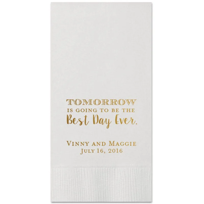 Custom Guest Towels Dinner Napkins Wedding Paper Hostess Gift Monogram Rehearsal Tomorrow is going to be the Christening | Дом и сад