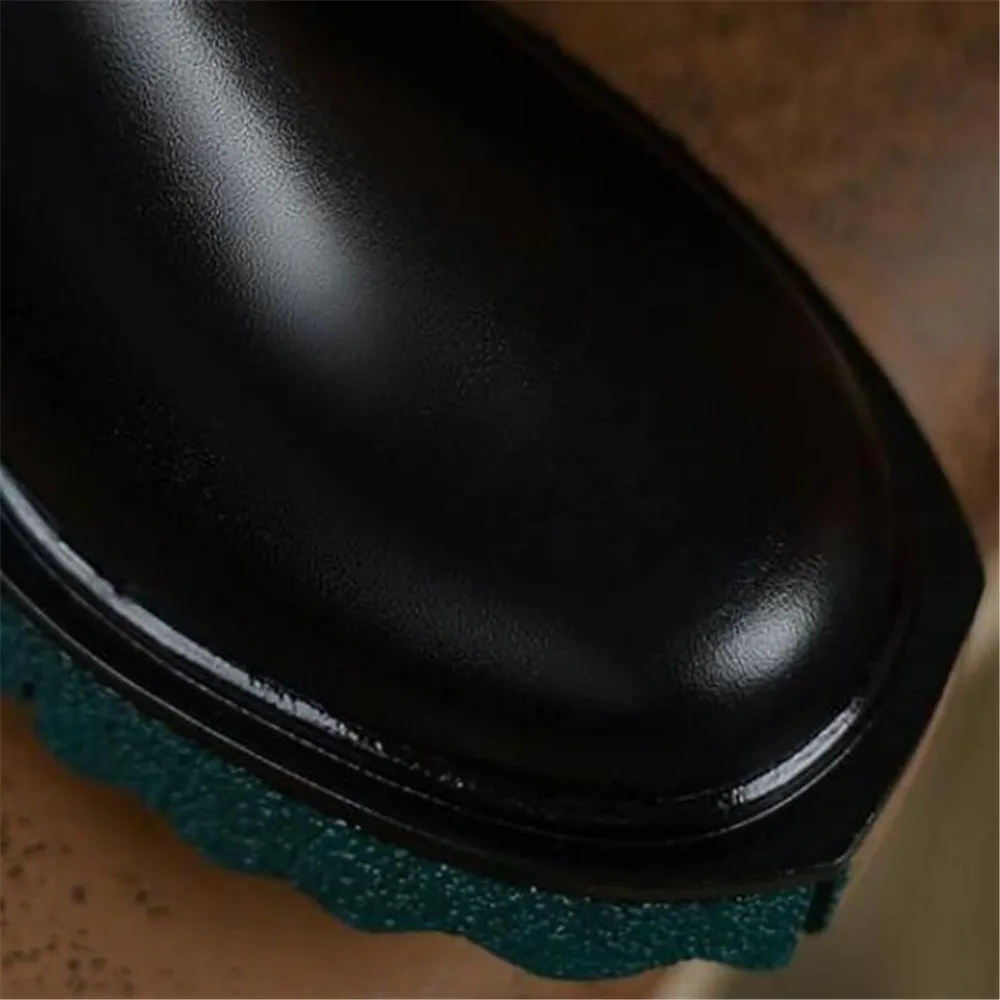 New Women Chelsea Booties Female Pu Leather Autumn Ankle Boots Ladies Fashion Round Toe Non-Slip Platform Side Zip Shoes 35-40