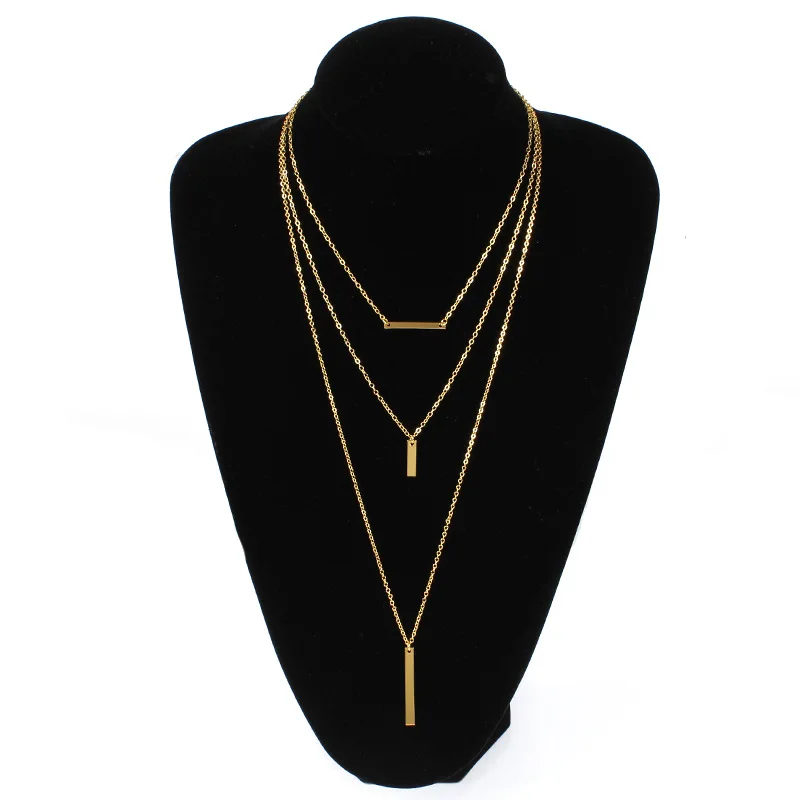 

Fashion Multilayer Bar Pendant Necklace Boho Minimalist Gold Silver Long Chain Choker Necklaces for Women Collares Jewelry