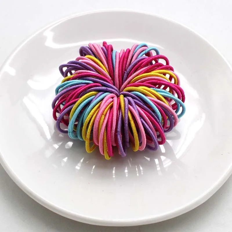 

100 Pcs Girls Hair Rings Fluorescent Color Hair Accessories Ponytail Rubber Hair Rope High Elastic Hair Rope Head Rope for Girls
