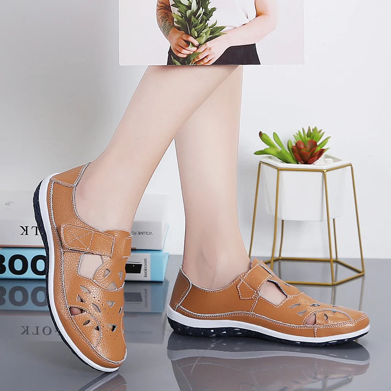 

Women Sandals Summer Ladies Girls Comfortable Ankle Hollow Round Toe Sandals Woman Soft Beach Sole Female Shoes Plus Size