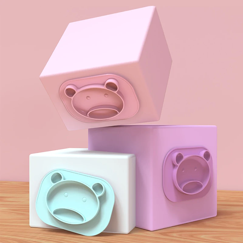 Детская силиконовая тарелка с рисунком тренировочная посуда миска для кормления