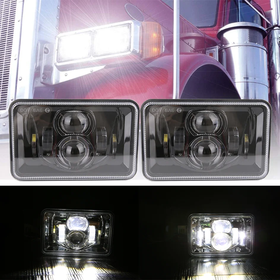 

4x6 Inch LED Headlights Rectangular H4651 For ATVs Peterbilt Kenworth Freightinger Oldsmobile Cutlass Ford SUV Truck Fork Lift