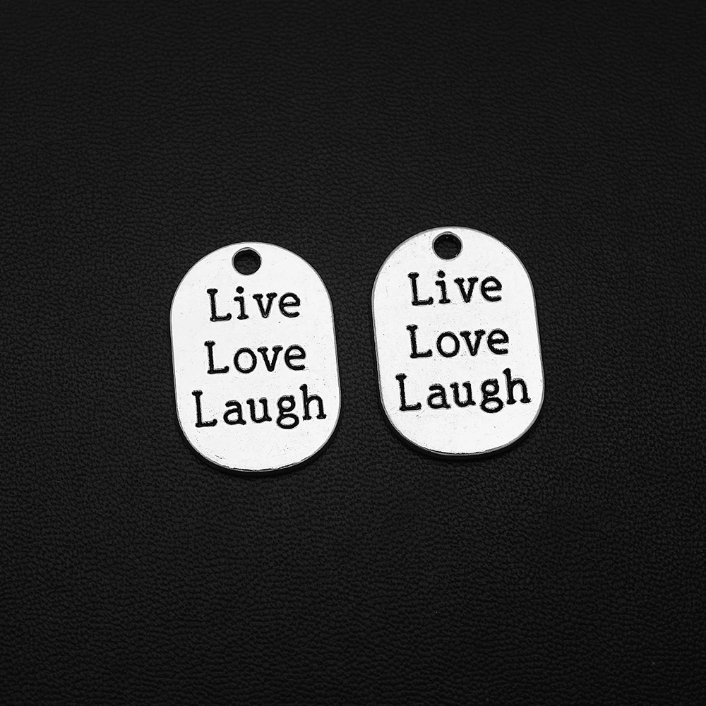 

5pcs/Lots 18x27mm Antique Silver Plated Live Love Laugh Charms Letter Pendants For Diy Necklaces Designer Wholesale Accessories