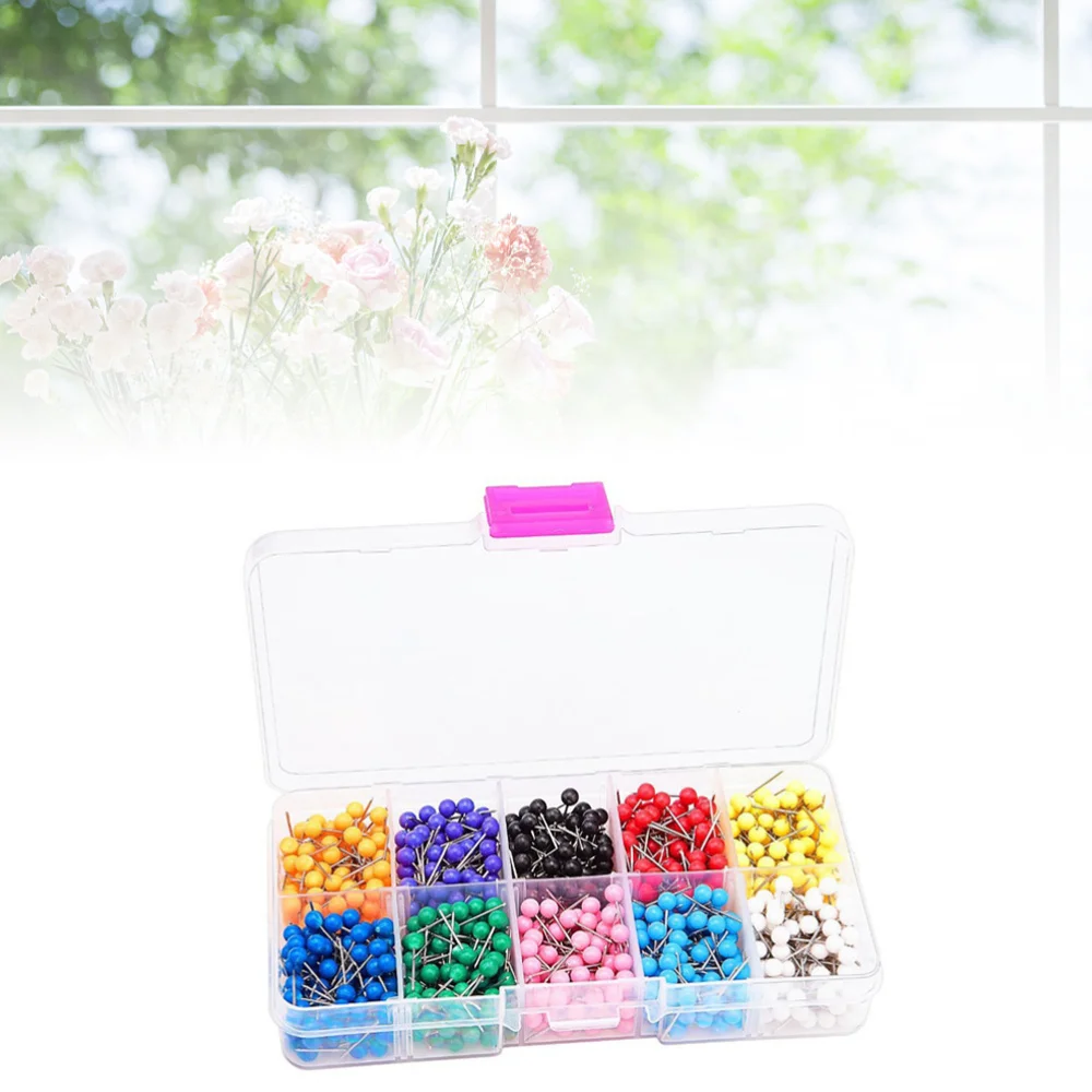 

500pcs Colored Thumbtack Colorful Drawing Pin Push Pin Set for Maps Calendar 10 Different Colors