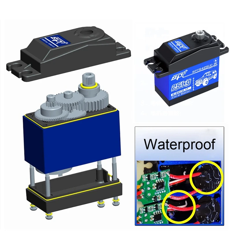 Waterproof Spt5425Lv-W 25Kg 90 Degrees Digital Servo For 1:8 1:10 Rc Car Boat Robot Toys Children Parts | Товары для питомцев