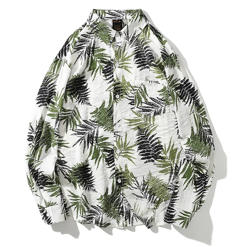 

2019 autumn and winter new men's long-sleeved casual fashion shirt men and women with the same paragraph printing men's clothing