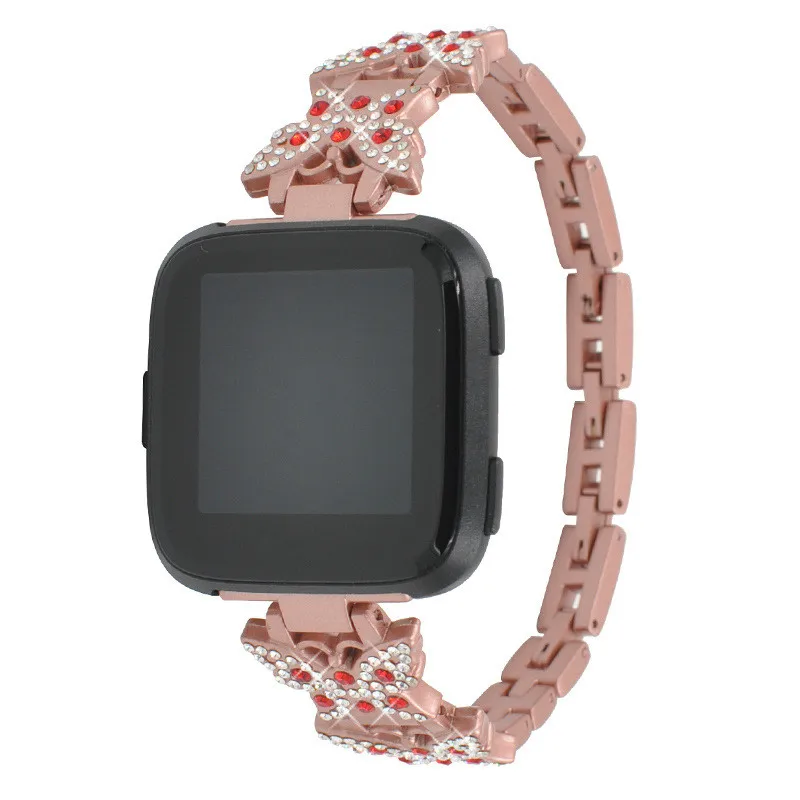 Металлический браслет из нержавеющей стали для Fitbit Versa стразы ремешок на