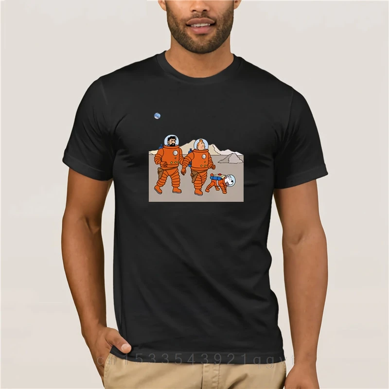 

Футболка tintin мужская с круглым вырезом, модная повседневная тенниска, хипстерская майка с принтом, белый цвет, на лето