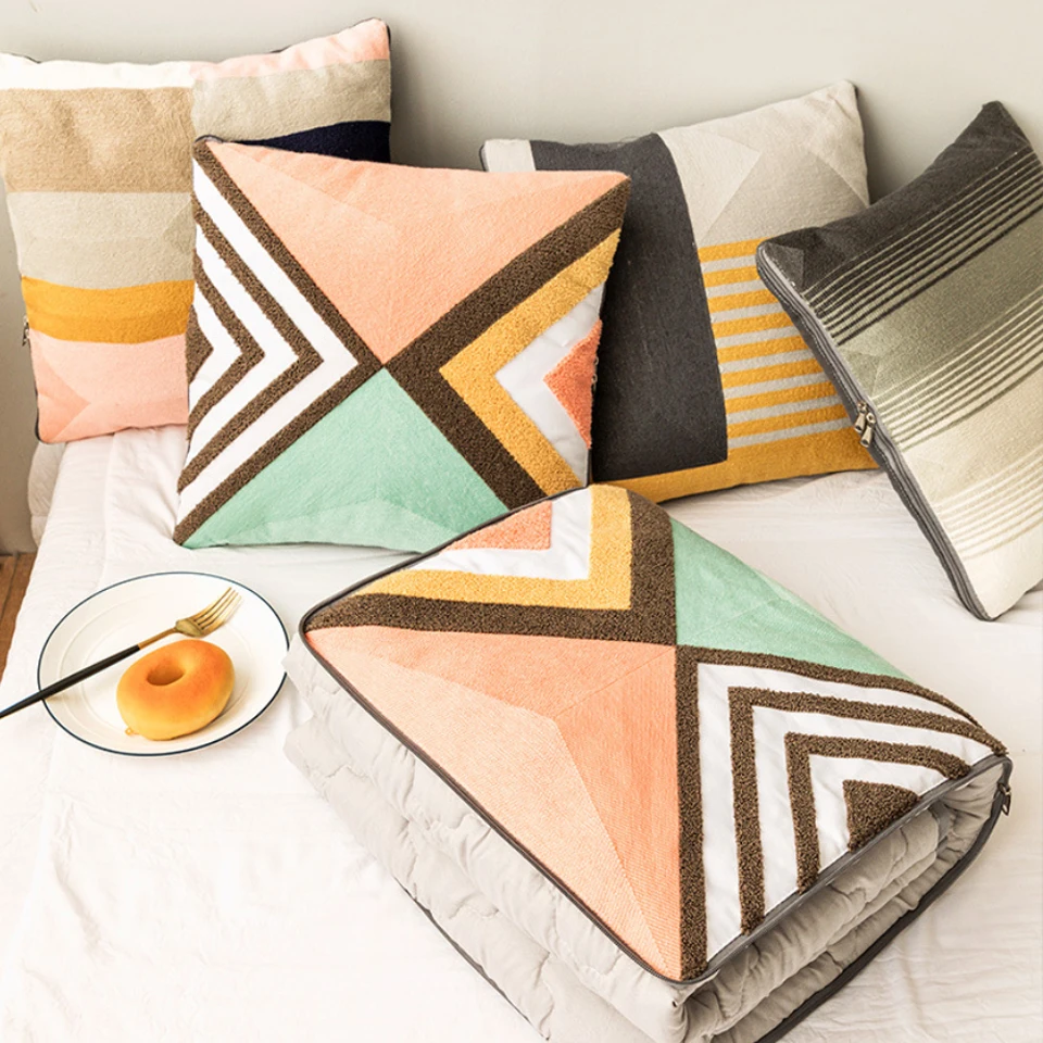 Хлопок холст вышитая Подушка одеяло для кемпинга офиса обеда отдыха подушка