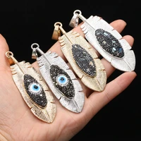 feather shape vintage metal necklace pendant reiki healing evil eye pendant for jewelry making earring necklace accessories