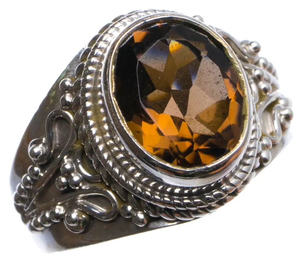 Кольцо из серебра 925 пробы с натуральным дымчатым кварцем размер США 8 X2706 |