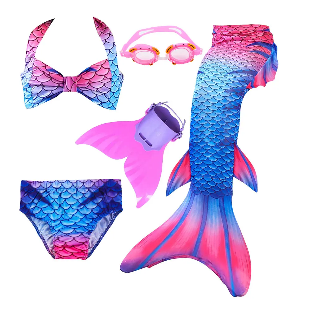 5 шт./компл. детский купальный костюм с хвостом русалки для косплея Ариэль хвост