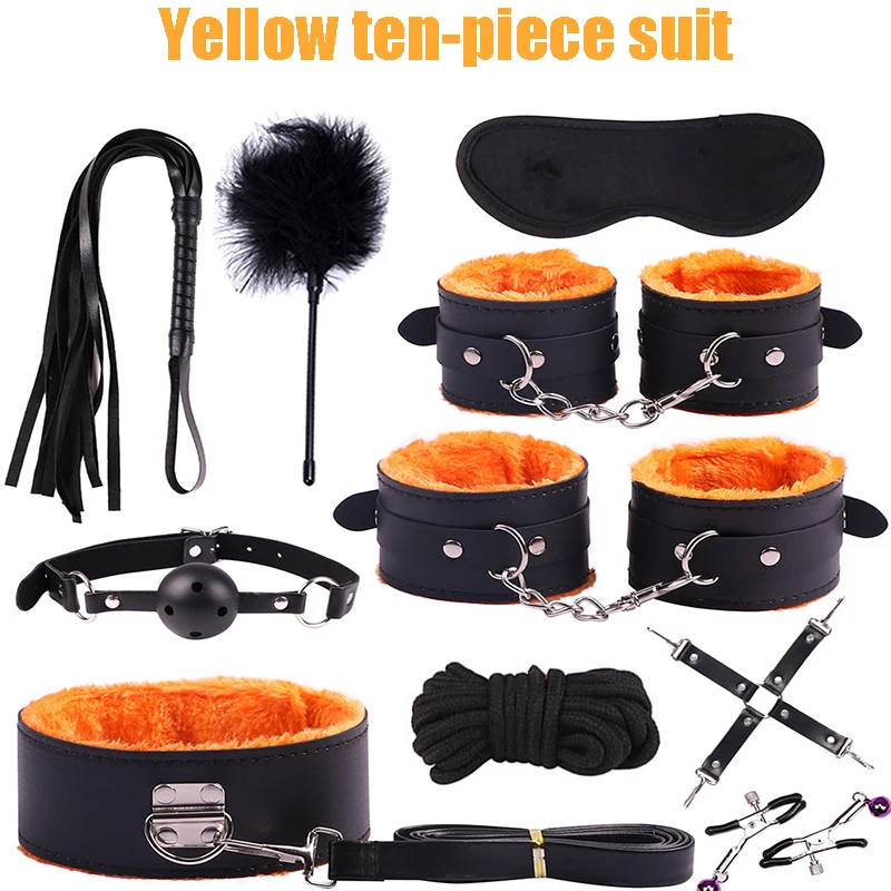 БДСМ плюшевый костюм из 10 предметов Пять цветов на выбор маска для глаз кнут