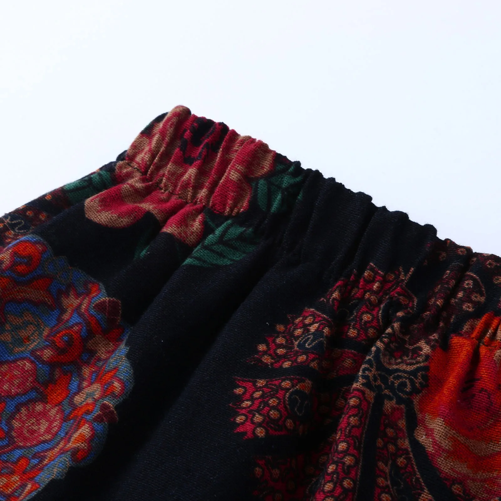 

Vintage Printed Harem Pants Women 5xl Plus SizeTrousers Elastic Waist Cotton Linen Wide Leg Pants Loose Pantalon Summer Pant A20