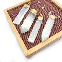 natural stone crystal pendant white polished rectangular aura sword shaped necklace fashion accessories ladies gift pendant