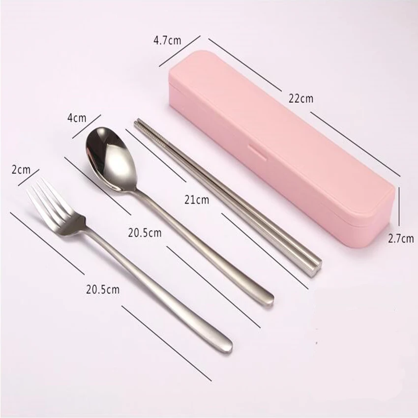 Портативный набор посуды из нержавеющей стали посуда с коробкой Ложка Вилка