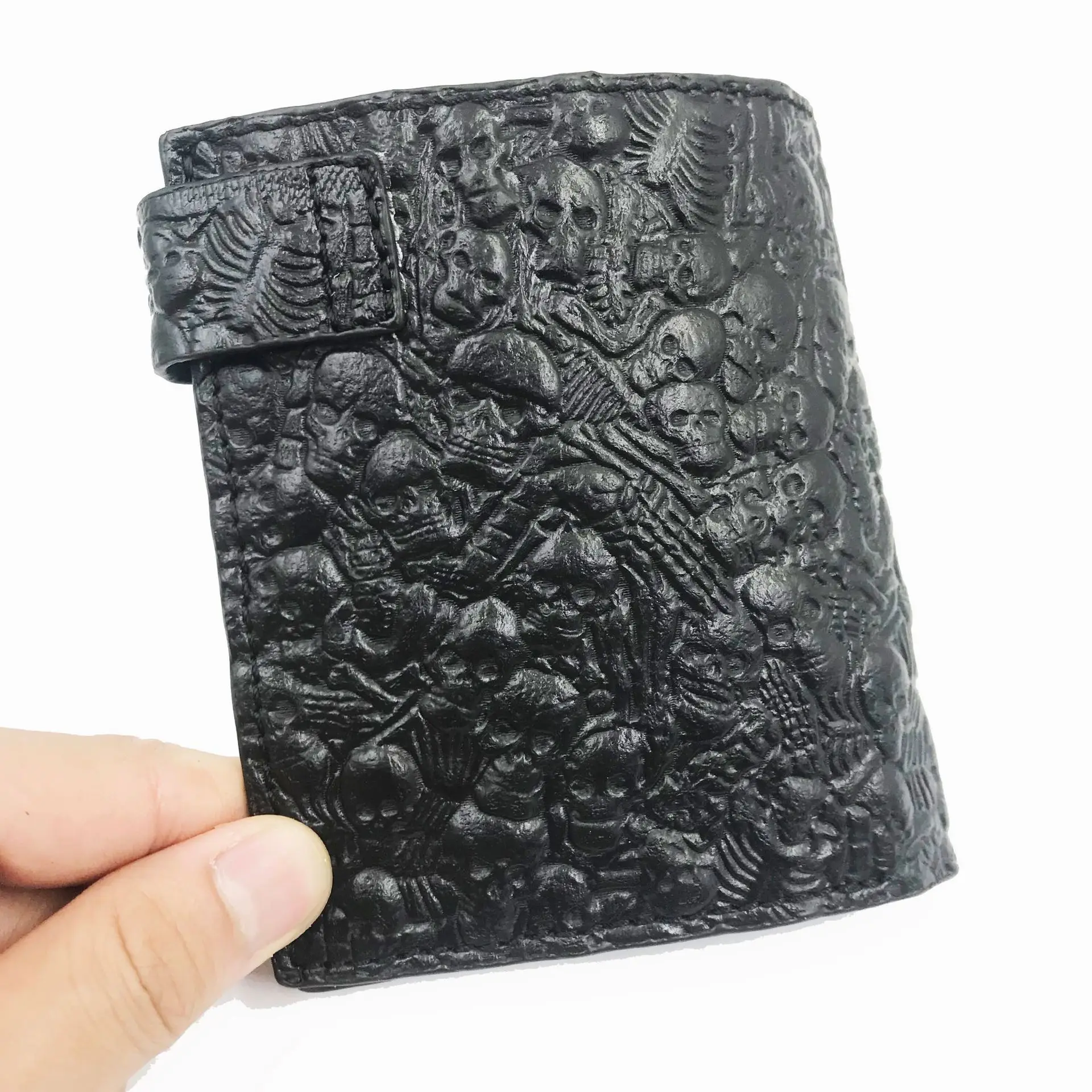 Man Purse Demon Skulls Death Locomotive Punk Rock Zipper Bills Short Clip Anti-theft Chain Wallet Both Men and Women | Багаж и сумки
