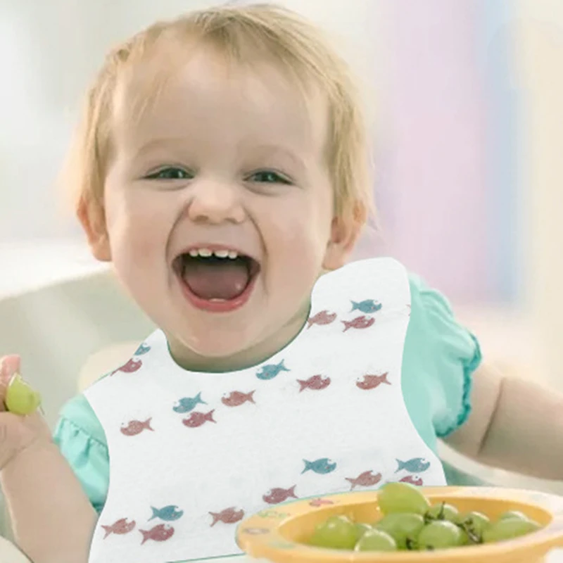 

10pcs Baby Bibs Waterproof Non-woven Fabric Disposable Baby Toddler Bibs Feeding Saliva Apron Paper Babador Bibs Cartoon New