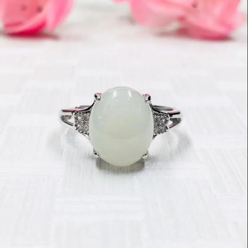 Натуральный 925 пробы серебро Хотан белый нефрит яйцо лапша халцедон инкрустация