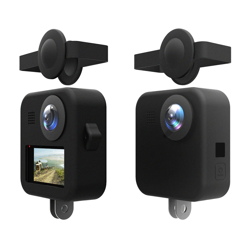 PULUZ для GoPro MAX двойные колпачки объектива чехол + Корпус мягкая резиновая рамка