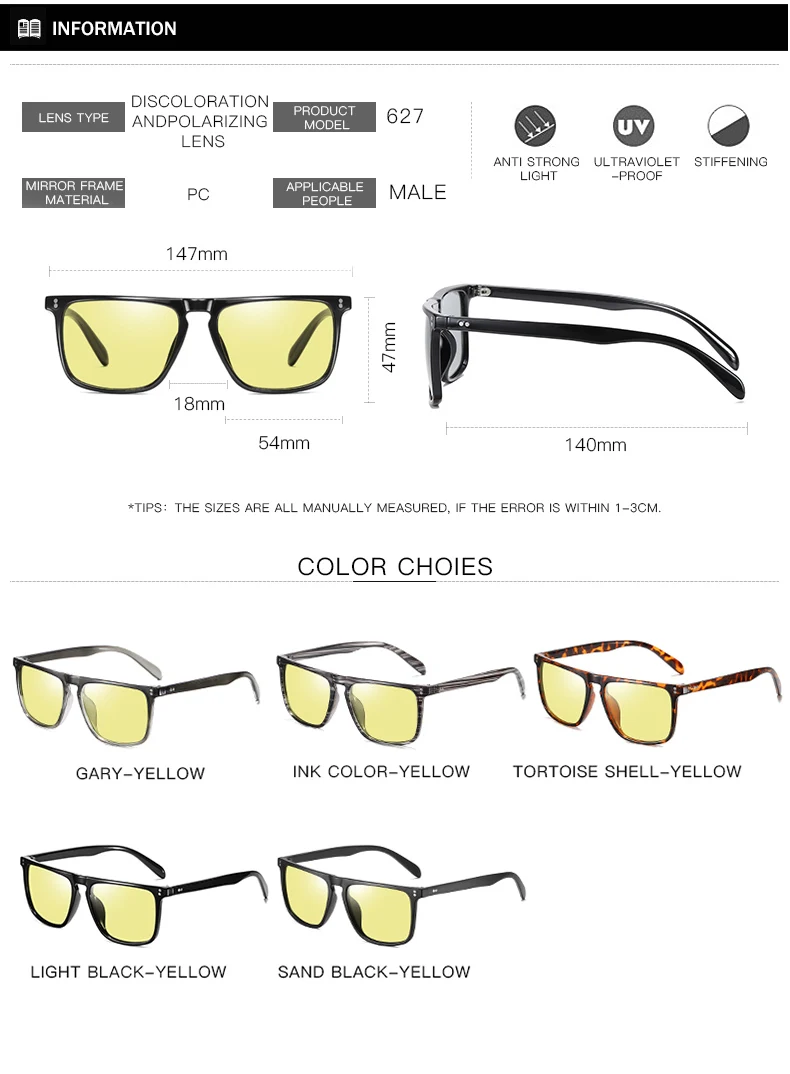Brand Designer Rivet Square Photochromic Polarized Sunglasses Tony Stark Men Unisex Retro Sun Glasses Women gafas de sol hombre