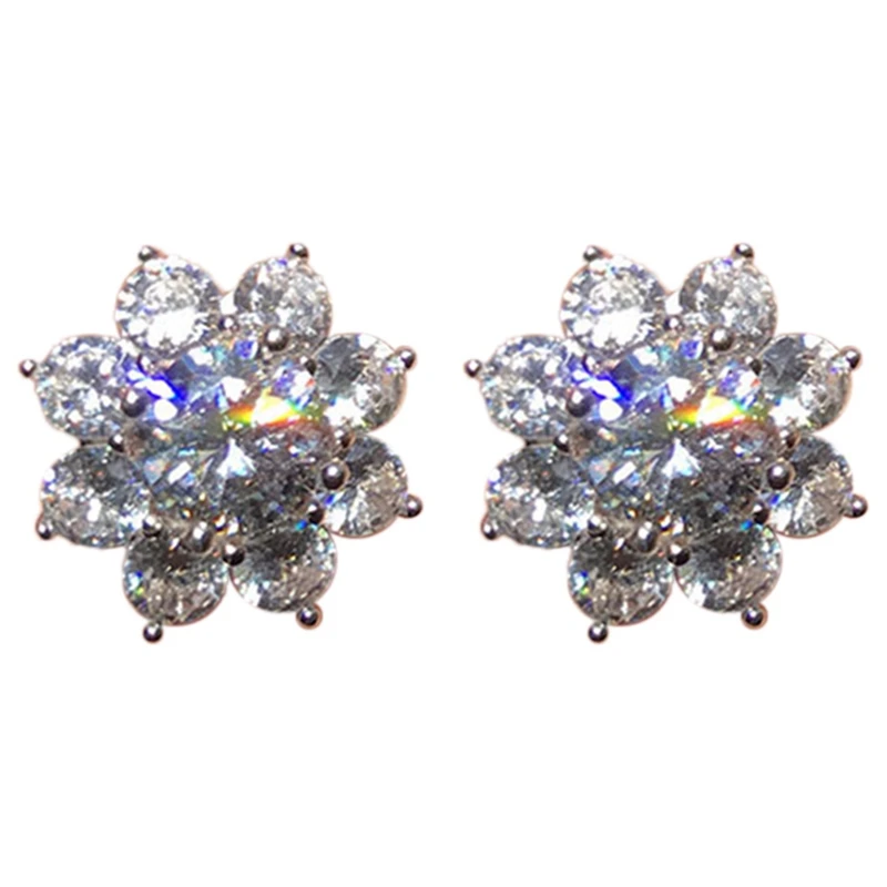 

Vintage Exquisite Dazzling Zircon Snowflake Earrings Party Wedding Jewelry Elegant Small Snowflake Stud Earrings For Women 2021