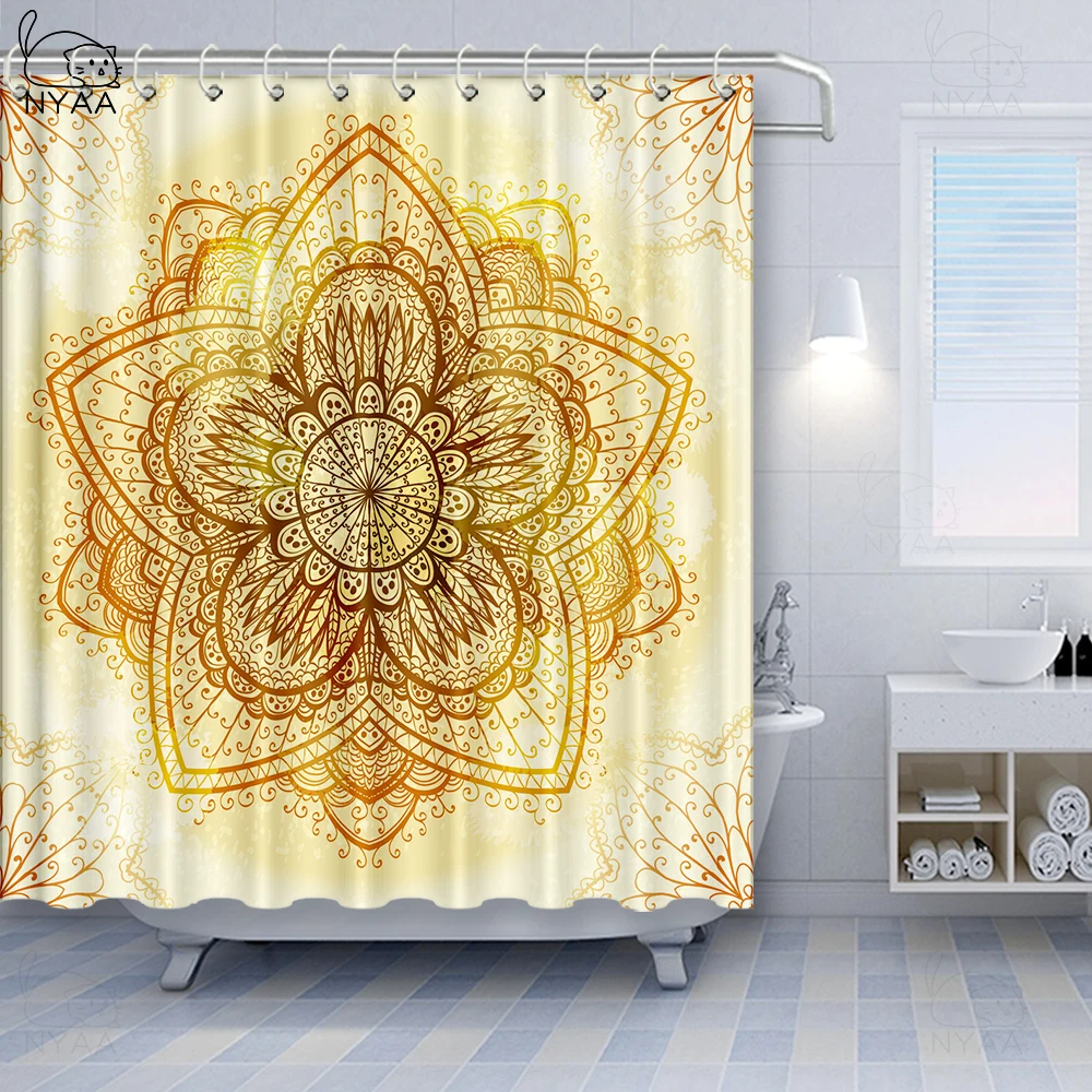 Vixm хна занавески для душа дамаста Вдохновленный границы дизайн фольклорные Mehendi