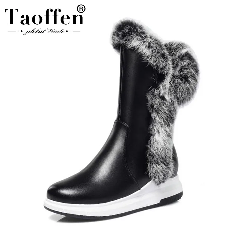 Женские офисные Ботинки taofen черные повседневные ботинки до середины икры зимняя