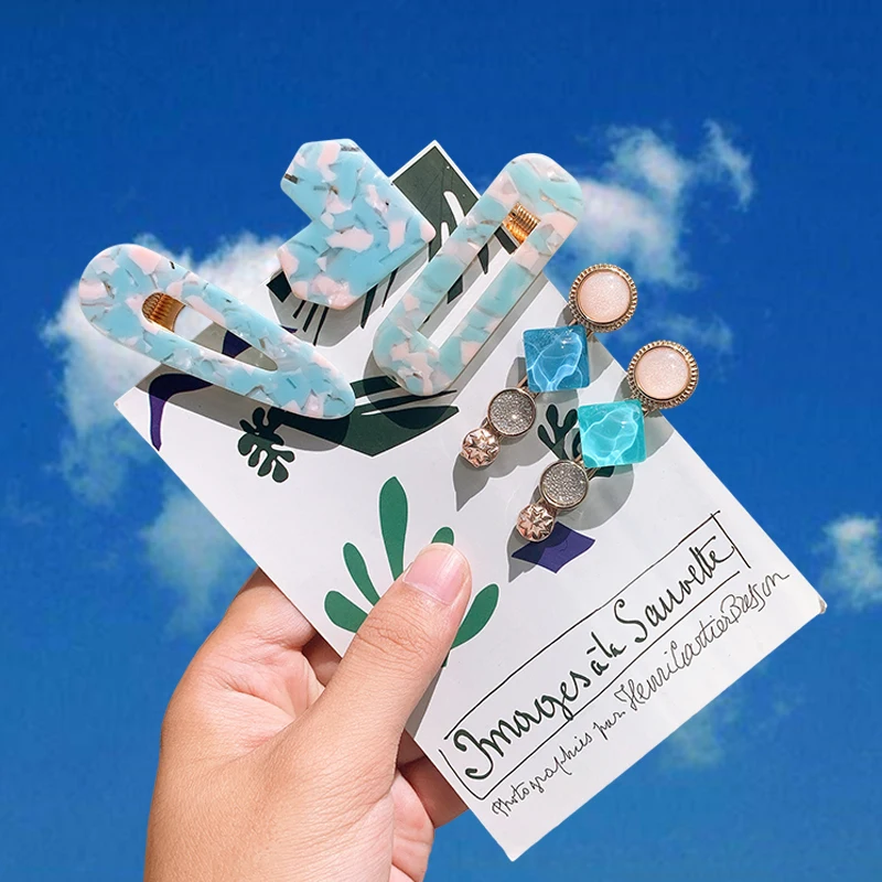 1 компл. Заколки для волос из акриловой смолы заколки с мраморной текстурой