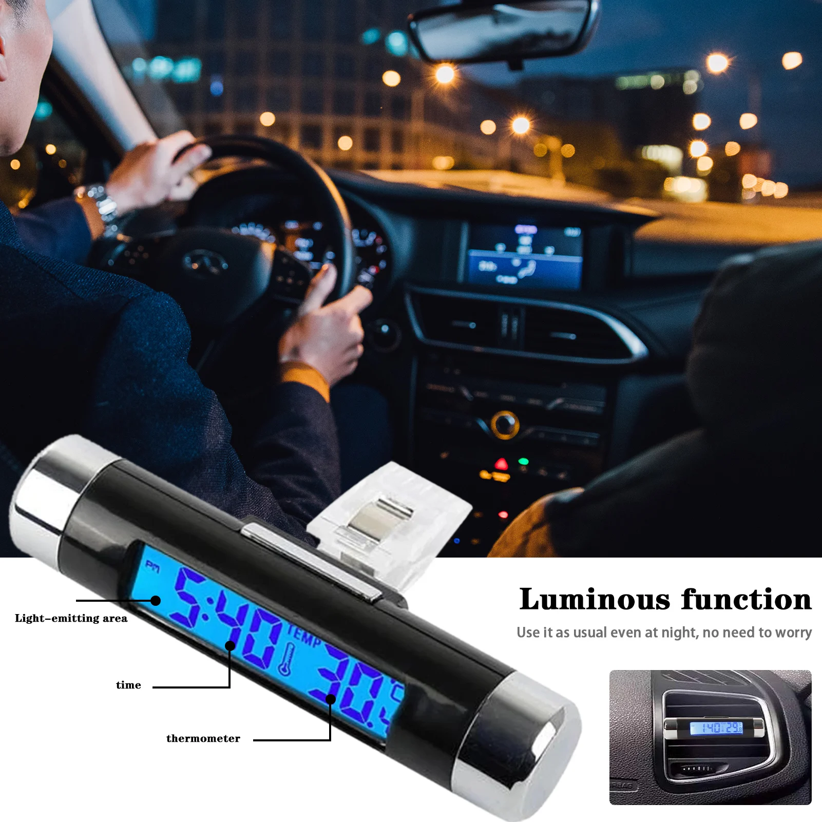 

Hot Sale 2 In1 Car Clock Thermometer LCD Digital Auto Car Backlight Automotive Car Digital Clock Thermometer Time Monitor New