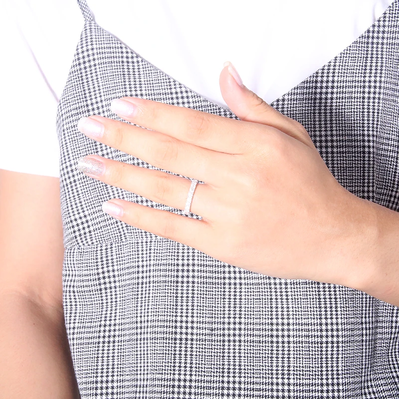 AEAW 14K белое золото 2 мм Moissanite Eternity обручальное кольцо для женщин подарок дамские Stackable золотые свадебные Rin