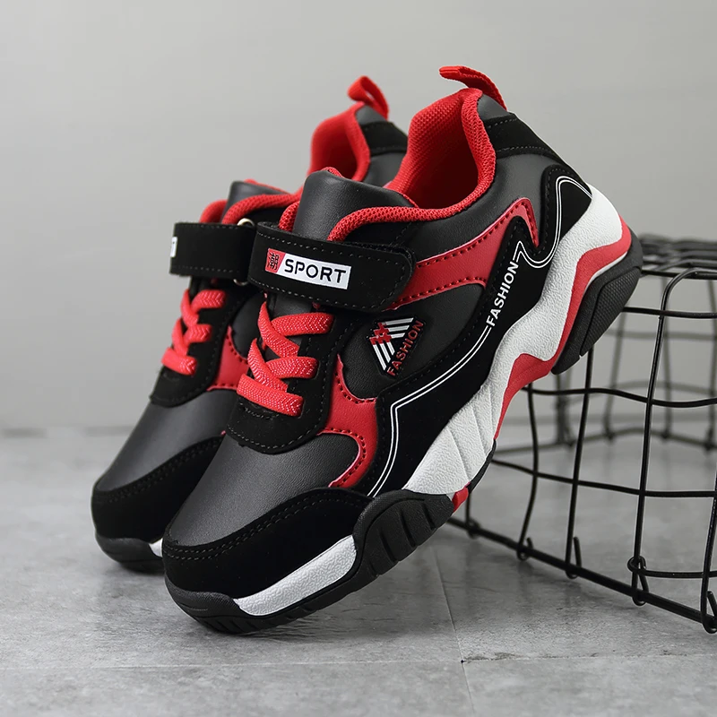 Кроссовки детские из ПУ кожи амортизирующие удобные для бега большие размеры