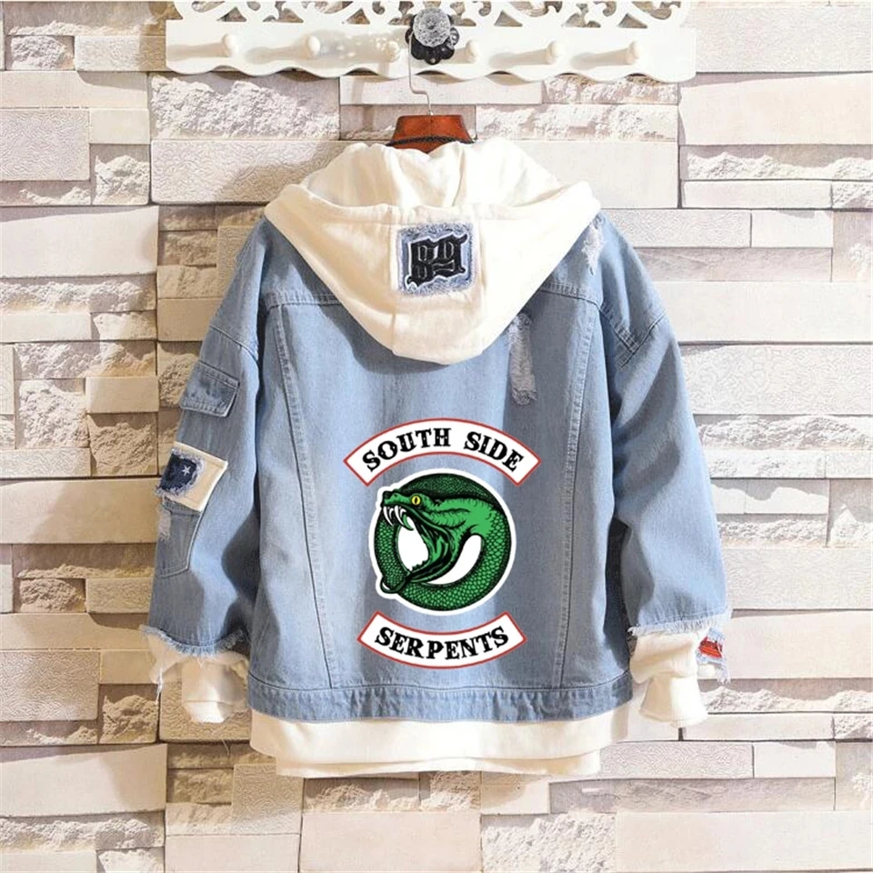 

new Riverdale Denim Jacket South Side Serpents Streetwear Tops Spring Jean Women Jacket Harajuku Hip Hop Denim Clothing Female