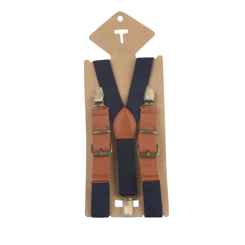 Подтяжки для мальчиков шириной 2 5 см Однотонные эластичные кожаные регулируемые