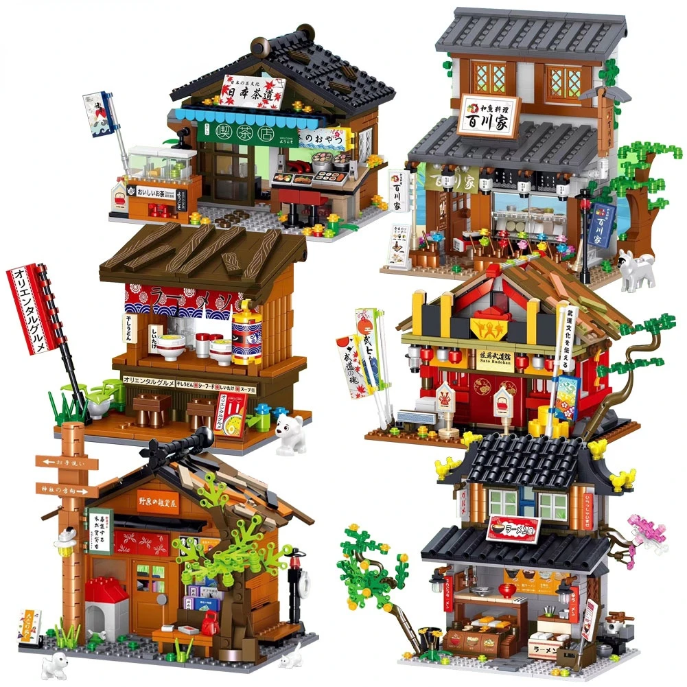

Новый мини-город, японский рамен, дом, вид на улицу, магазин еды, ресторан, магазин, модель, строительные блоки, подарки, игрушки для мальчиков...