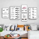 Картина для ресниц на английском языке, украшение для салона красоты, живопись, современные брови, глаза, губы, масляная живопись, ресницы, фрески