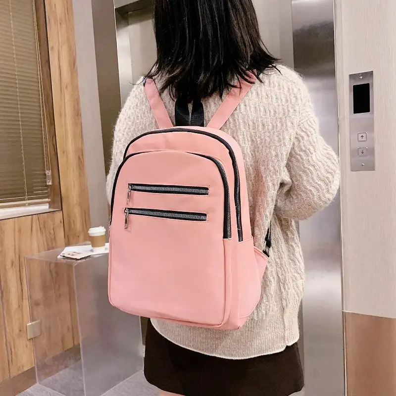 

Female Black Backpack Fashion Women Designer Backpack College School Leather Travel Shoulder Bags for Teenage Girls Simple Purse