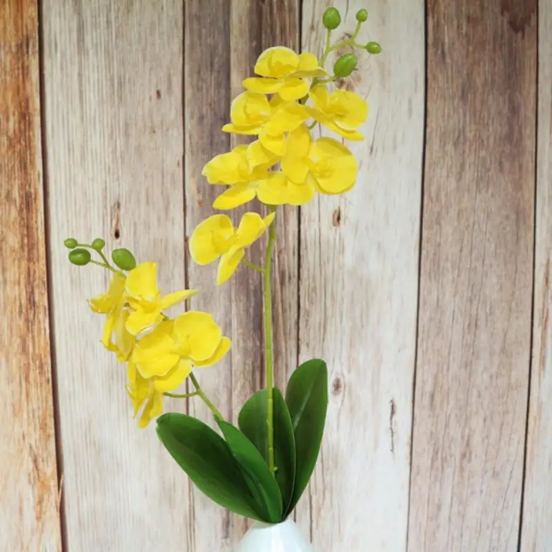 2 The fork Artificial Phalaenopsis Flower Real Touch Latex Butterfly Orchid Flores with Leaves Wedding Home Office Decoration | Дом и сад
