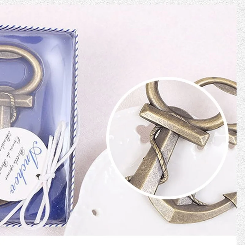 

Metal Corkscrew Anchor Zinc Alloy Beer Bottle Opener Keychain Portable Household Kitchen Supplies Wedding Favors and Gifts