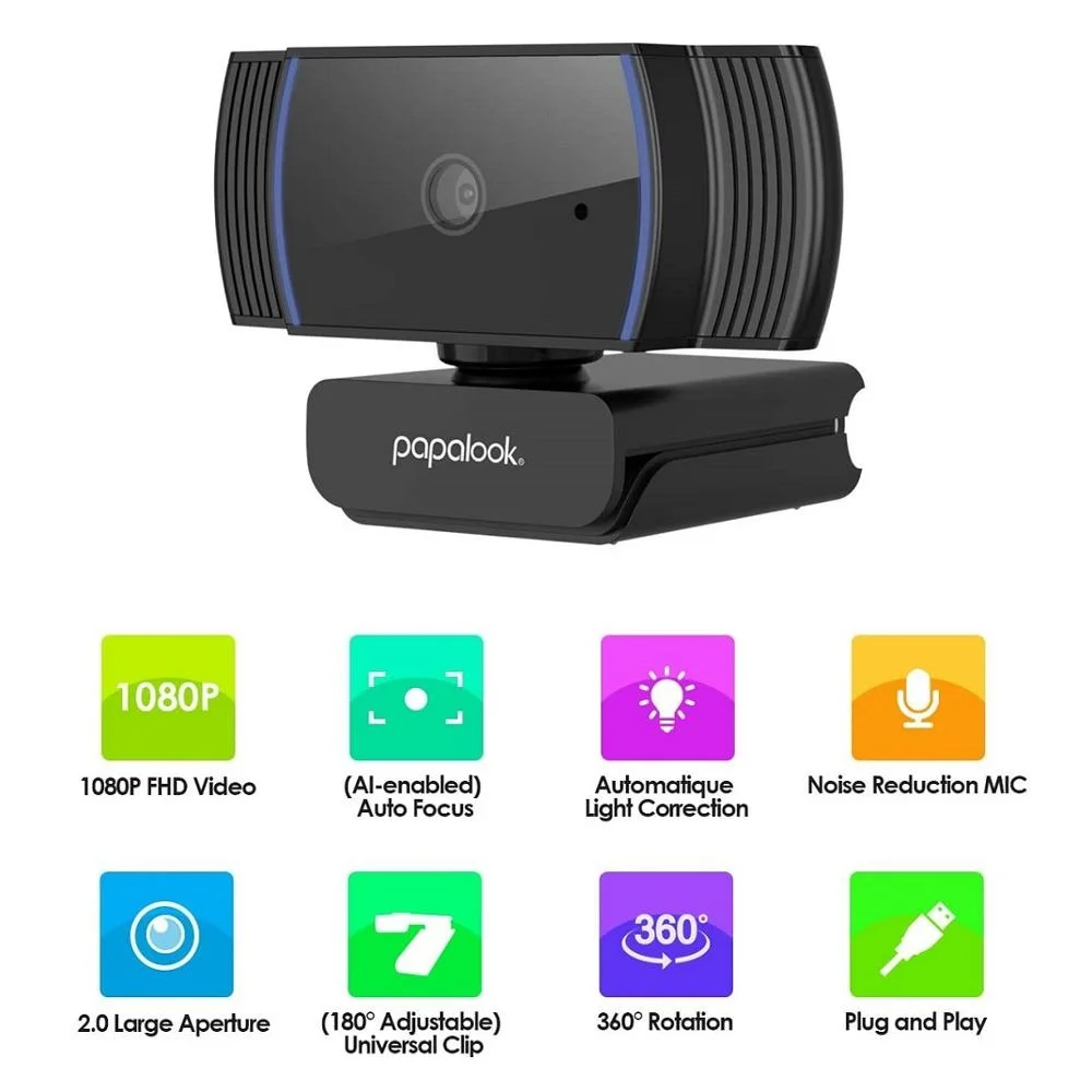 

Веб-камера HD 1080P, веб-камера PAPALOOK AF925 с автофокусом и микрофоном, 5-слойная стеклянная линза, веб-камера с USB-разъемом