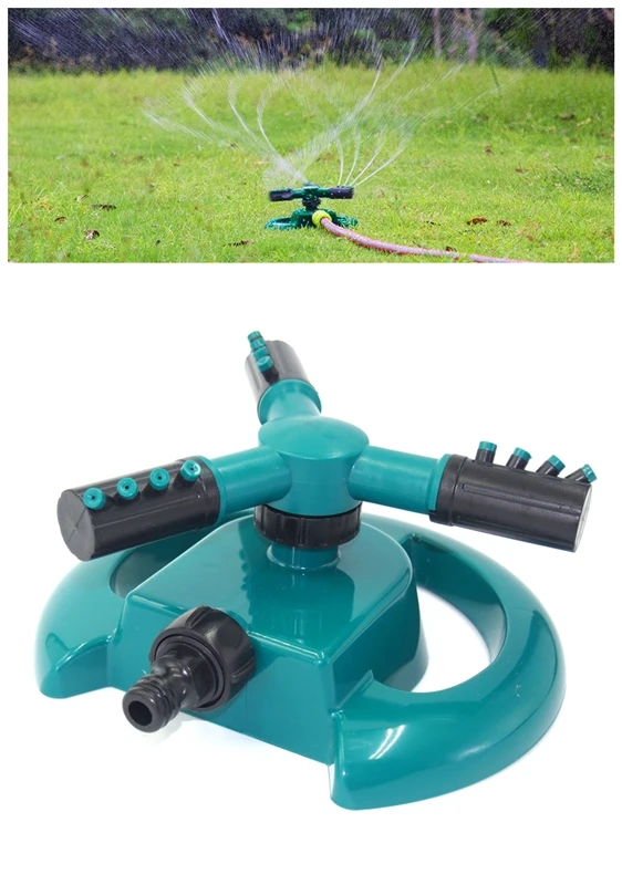 

360 Degree Garden Sprinklers Automatic Watering Grass Lawn 4 Nozzle Circle Rotating Irrigation System Lawn Trigeminal Irrigation