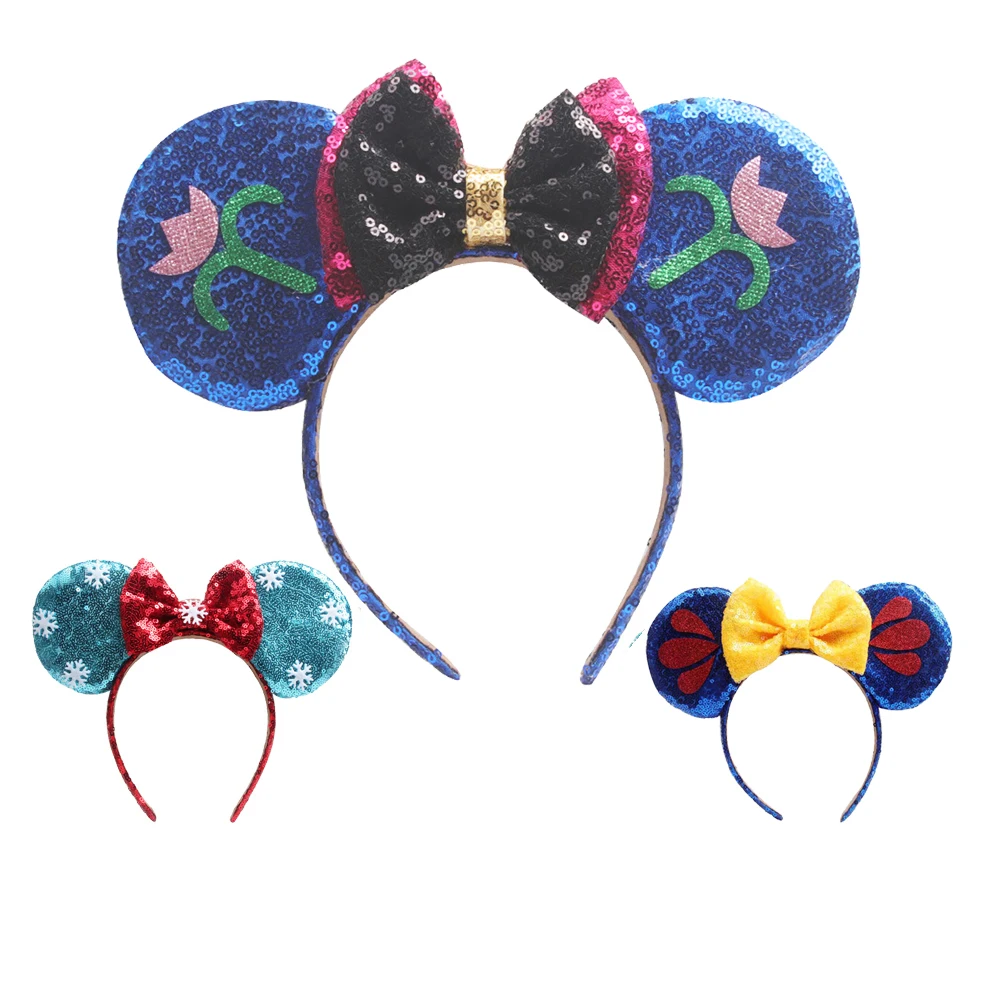 

Girls Hair Bows Minnie Ears Headband Holiday party sequins Mouse Ear Princess Hairband Handmade Hair Accessories Headwear