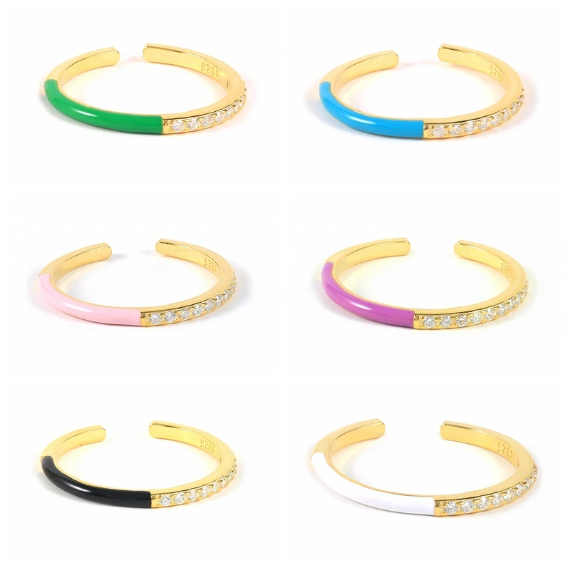 Кольца женские регулируемые из серебра 925 пробы с эмалью 1 шт. | Украшения и