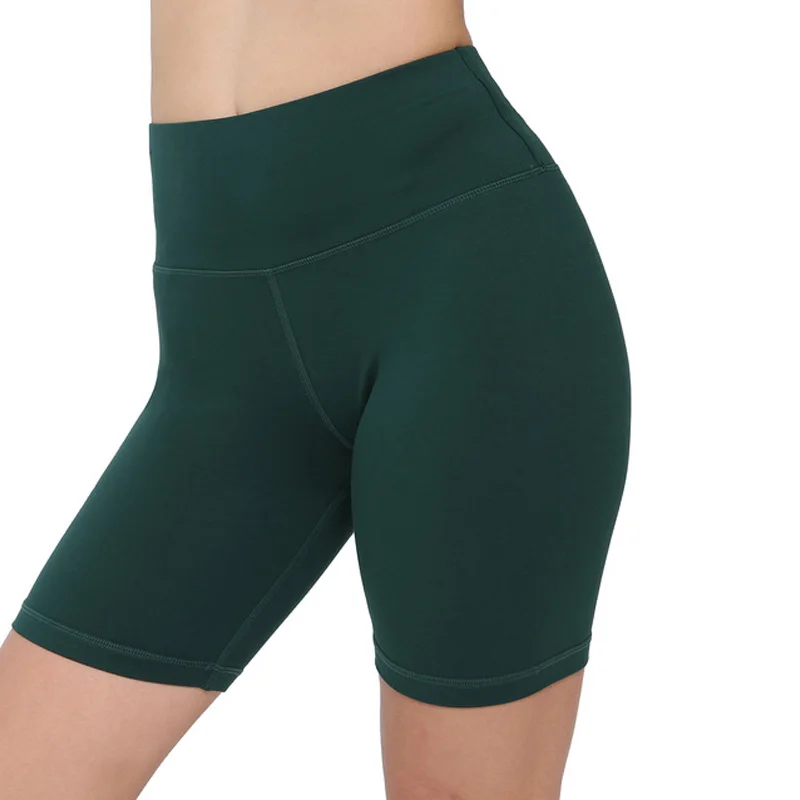 

NORMOV High Waist Casual Shorts Women Solid Comfortable Stretch Breathable Quick-Drying Exercise Hip Gym Tight Shorts