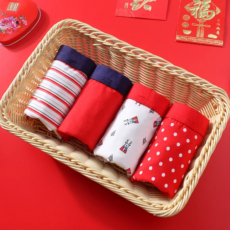 4 Pcs/pack Teen Underwear Red Cartoon Boxers for Kids Boys Cotton Baby Panties 6 Year Old Boy Clothes 2021 Teenage Underpants |